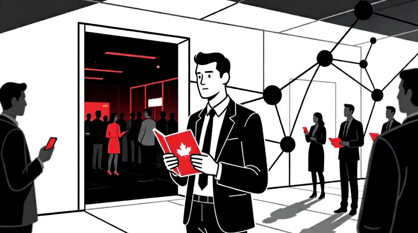 Canadian AI Guy illustration of AI creating personalized networking agendas to replace awkward icebreakers