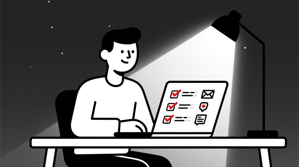 A small business owner confidently using AI prompts to save time and work more efficiently.