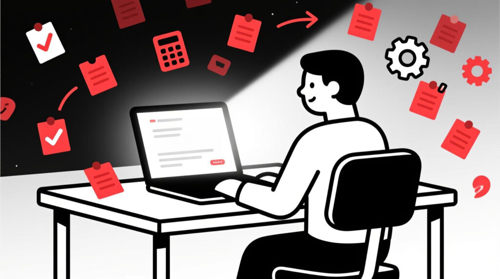 Canadian AI Guy illustration of AI turning messy job notes into a polished, professional business quote