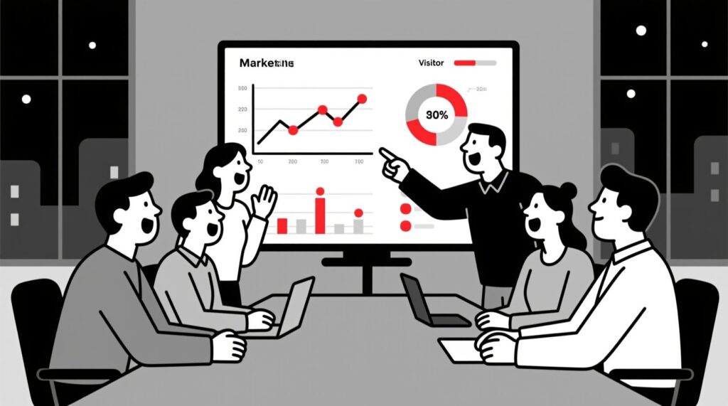 Canadian AI Guy illustration of a marketing team discovering a surprising customer insight that transforms strategy