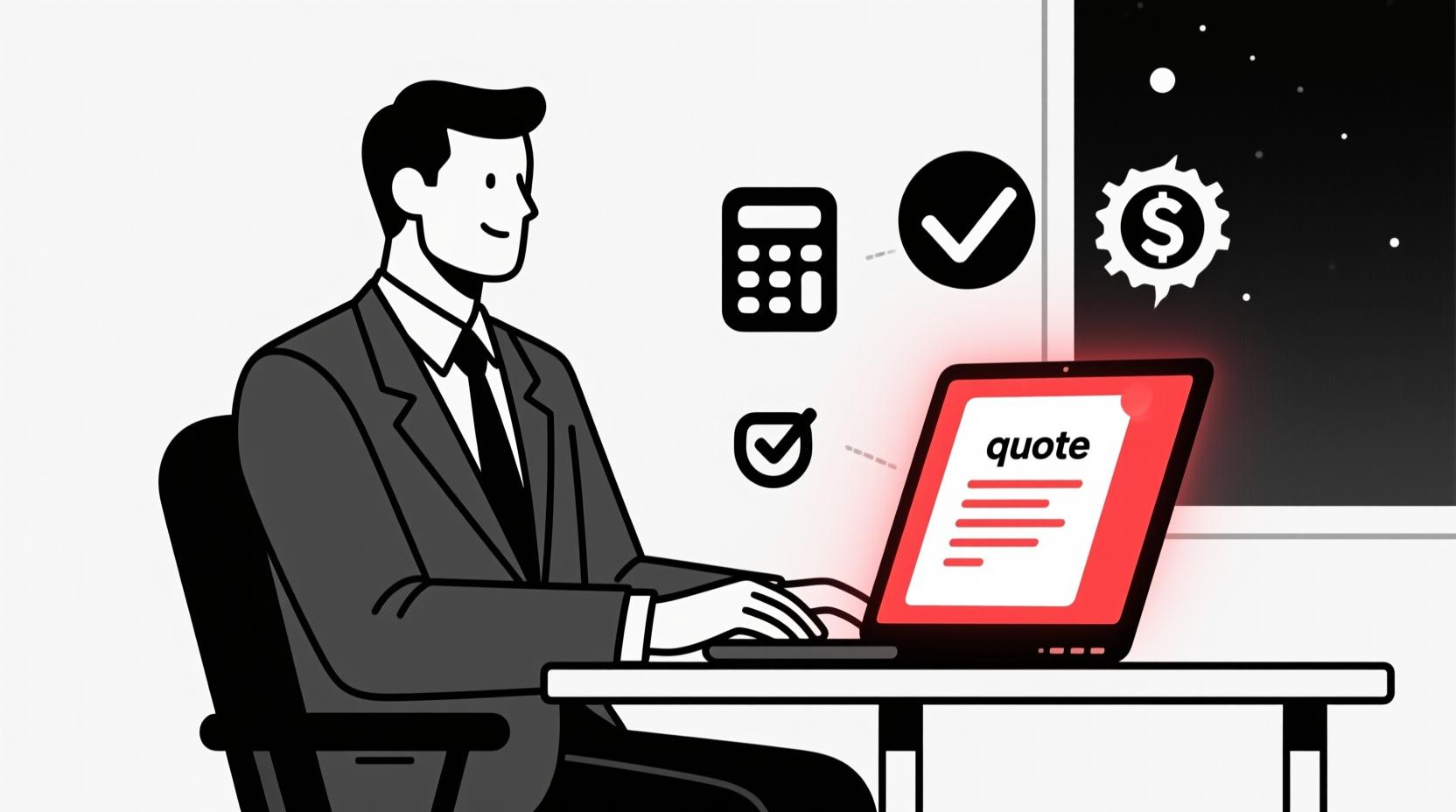 Canadian AI Guy illustration of AI generating accurate business quotes quickly to help win jobs