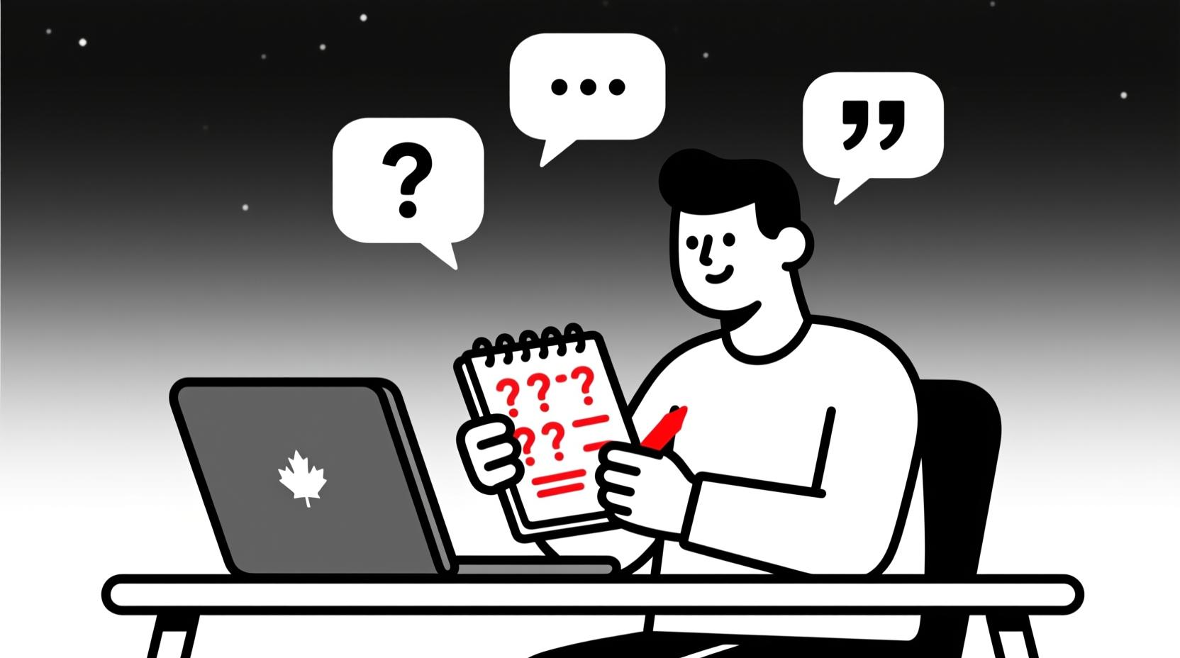 Illustration of using AI to craft deeper interview questions for Canadian AI Guy’s Beyond the Bio storytelling guide.