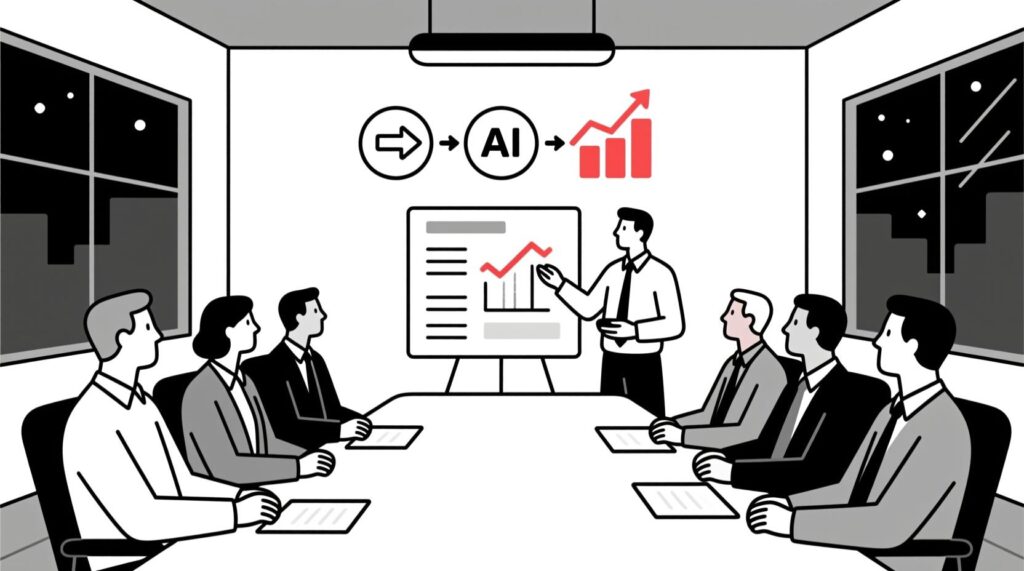 Canadian AI Guy illustration of AI transforming event feedback into forward-looking recommendations for leaders