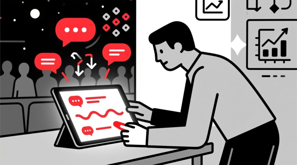 Canadian AI Guy illustration of AI analyzing open-ended survey responses and transcripts for deeper insights